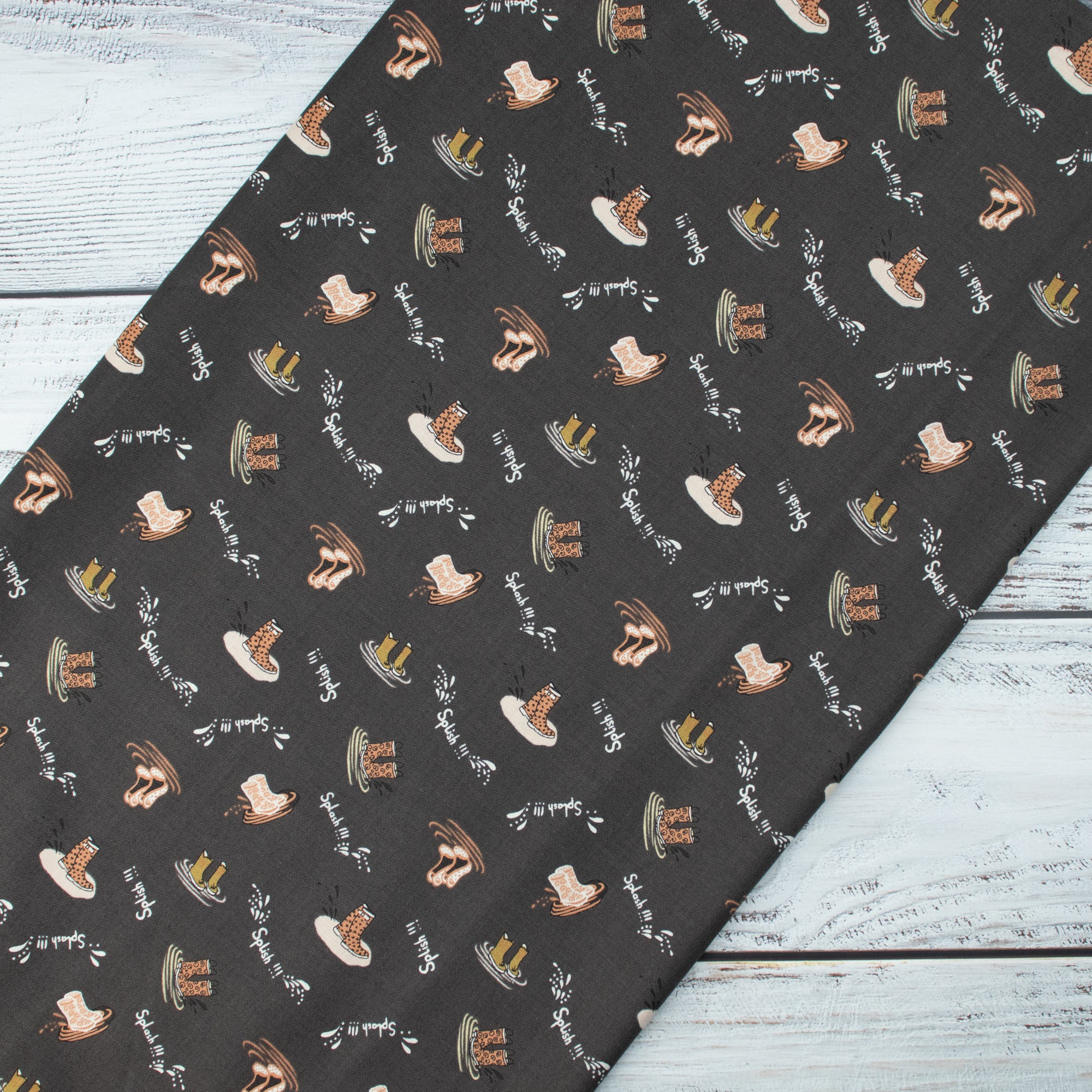 RJR Fabrics - SplishSplash - Charcoal Fabric - Bright Leaf Design