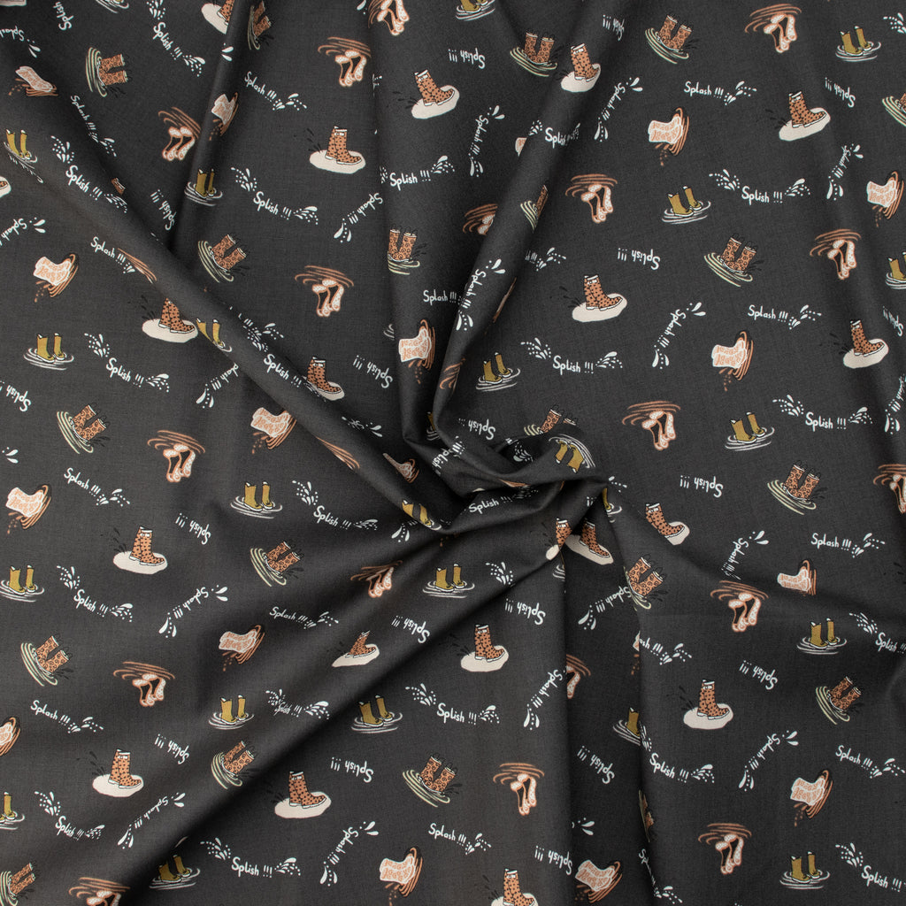 RJR Fabrics - SplishSplash - Charcoal Fabric - Bright Leaf Design