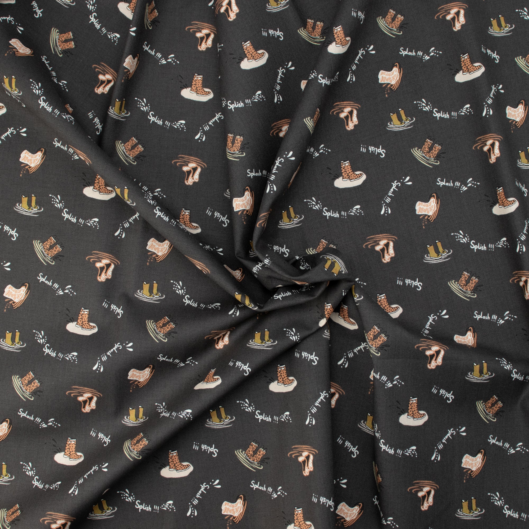 RJR Fabrics - SplishSplash - Charcoal Fabric - Bright Leaf Design