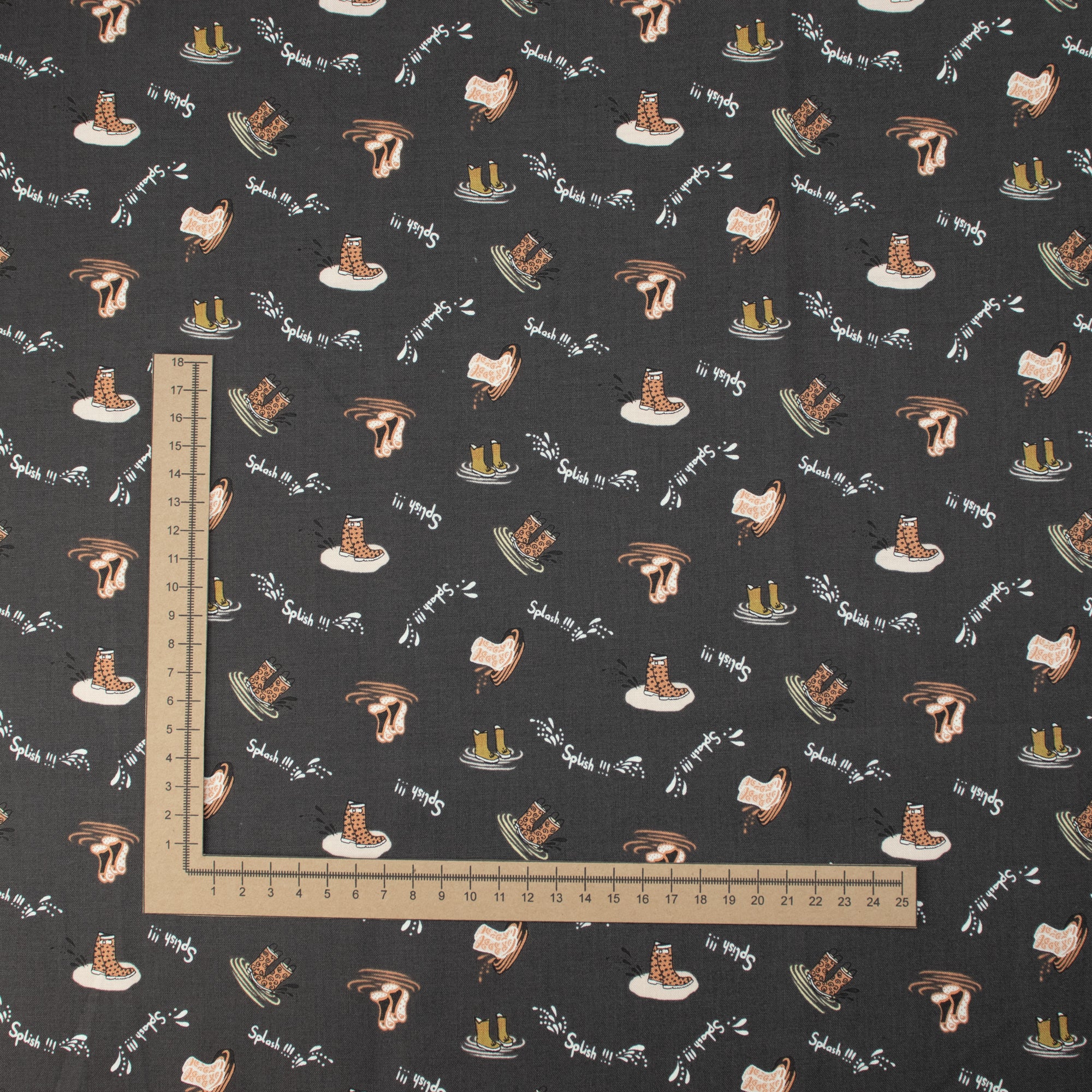 RJR Fabrics - SplishSplash - Charcoal Fabric - Bright Leaf Design