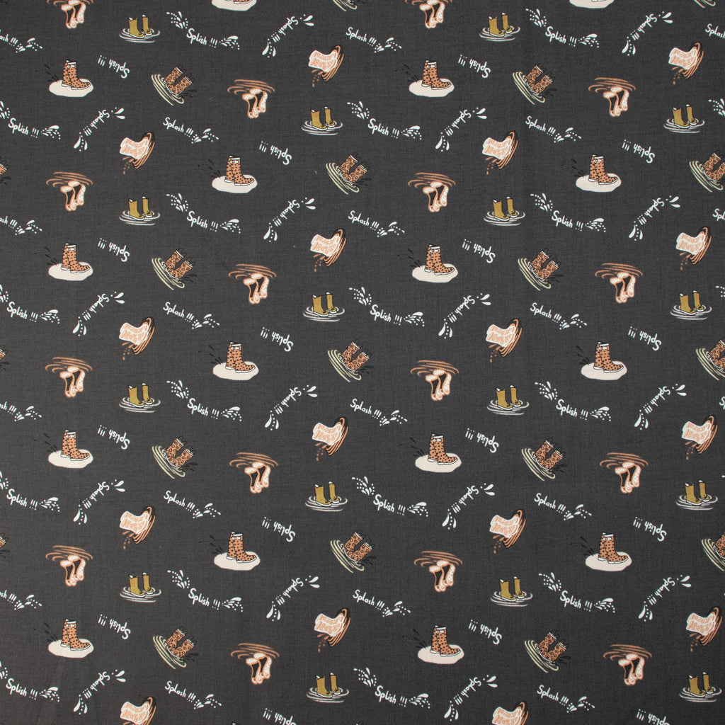RJR Fabrics - SplishSplash - Charcoal Fabric - Bright Leaf Design