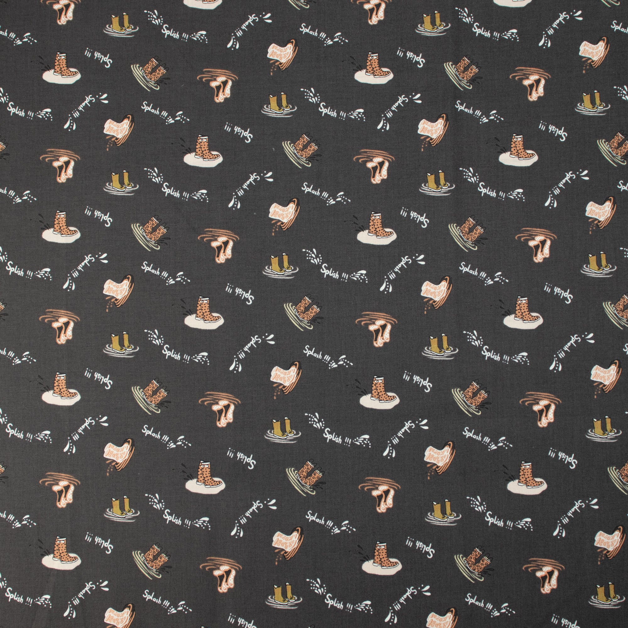 RJR Fabrics - SplishSplash - Charcoal Fabric - Bright Leaf Design