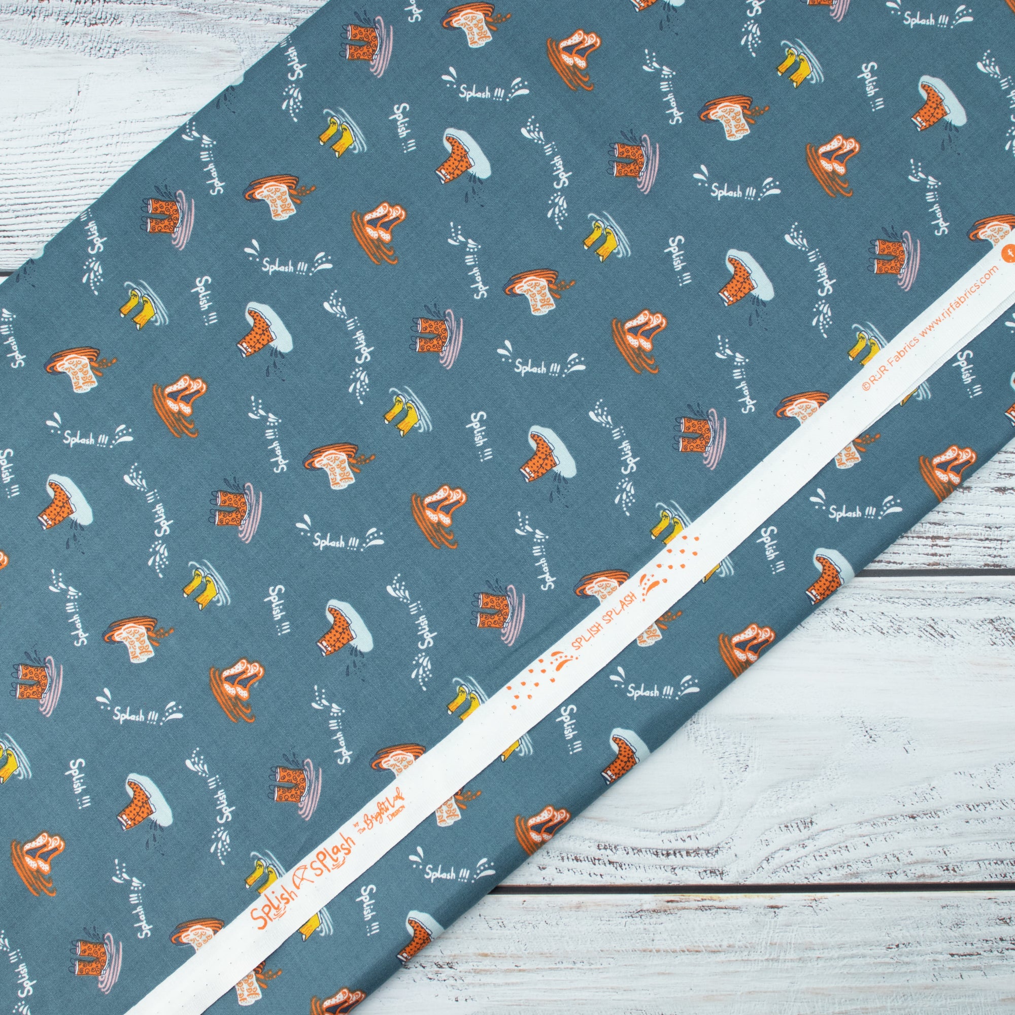 RJR Fabrics - SplishSplash - Deep Sea Blue Fabric - Bright Leaf Design