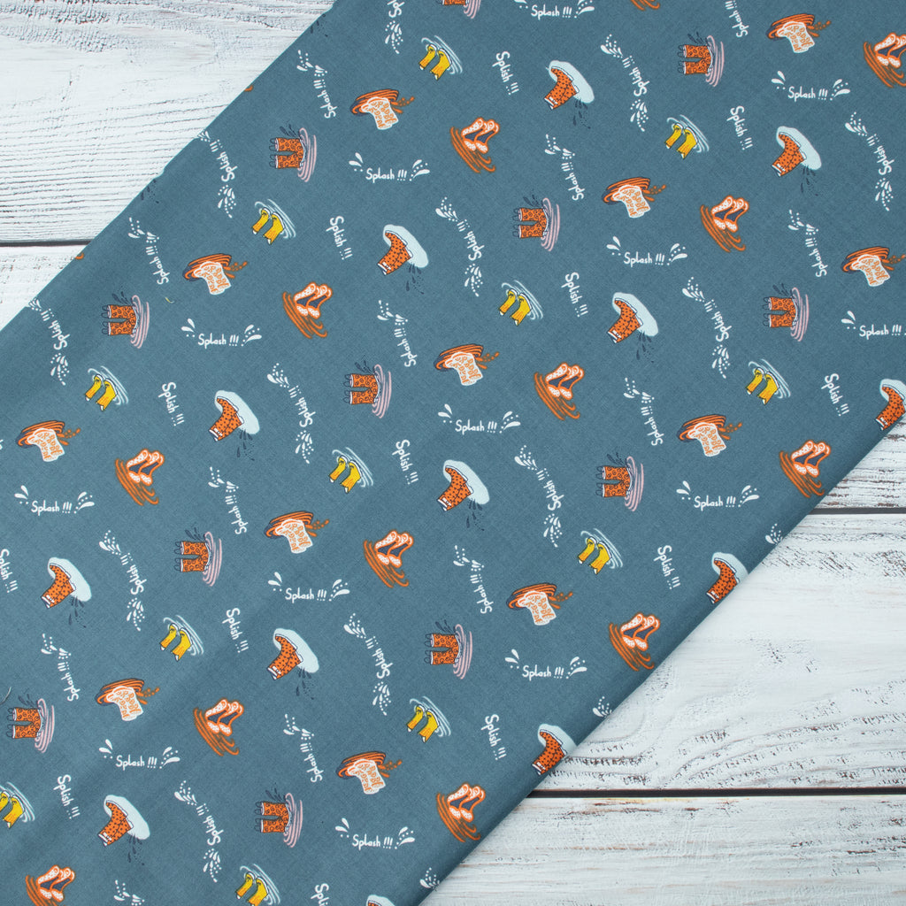 RJR Fabrics - SplishSplash - Deep Sea Blue Fabric - Bright Leaf Design