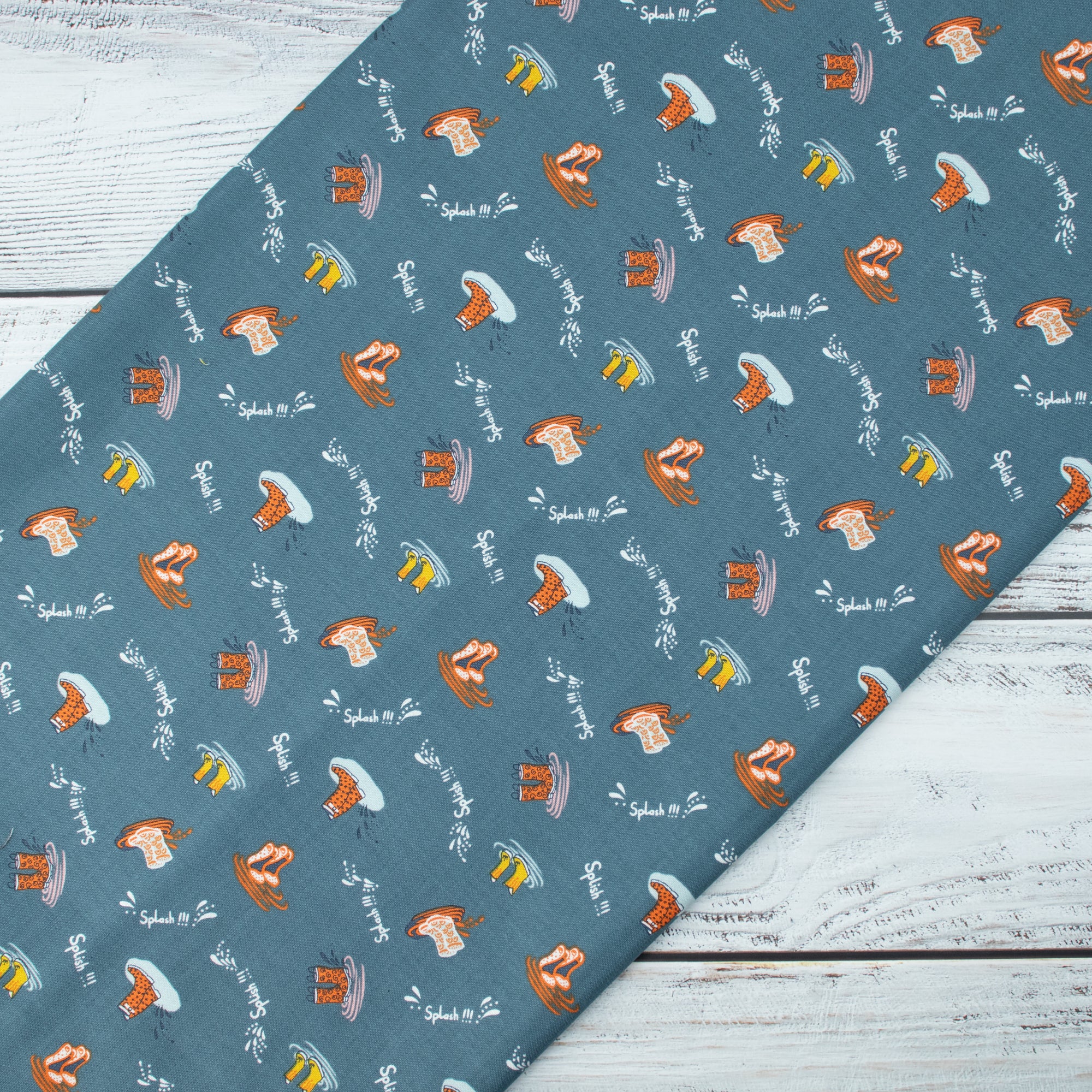 RJR Fabrics - SplishSplash - Deep Sea Blue Fabric - Bright Leaf Design