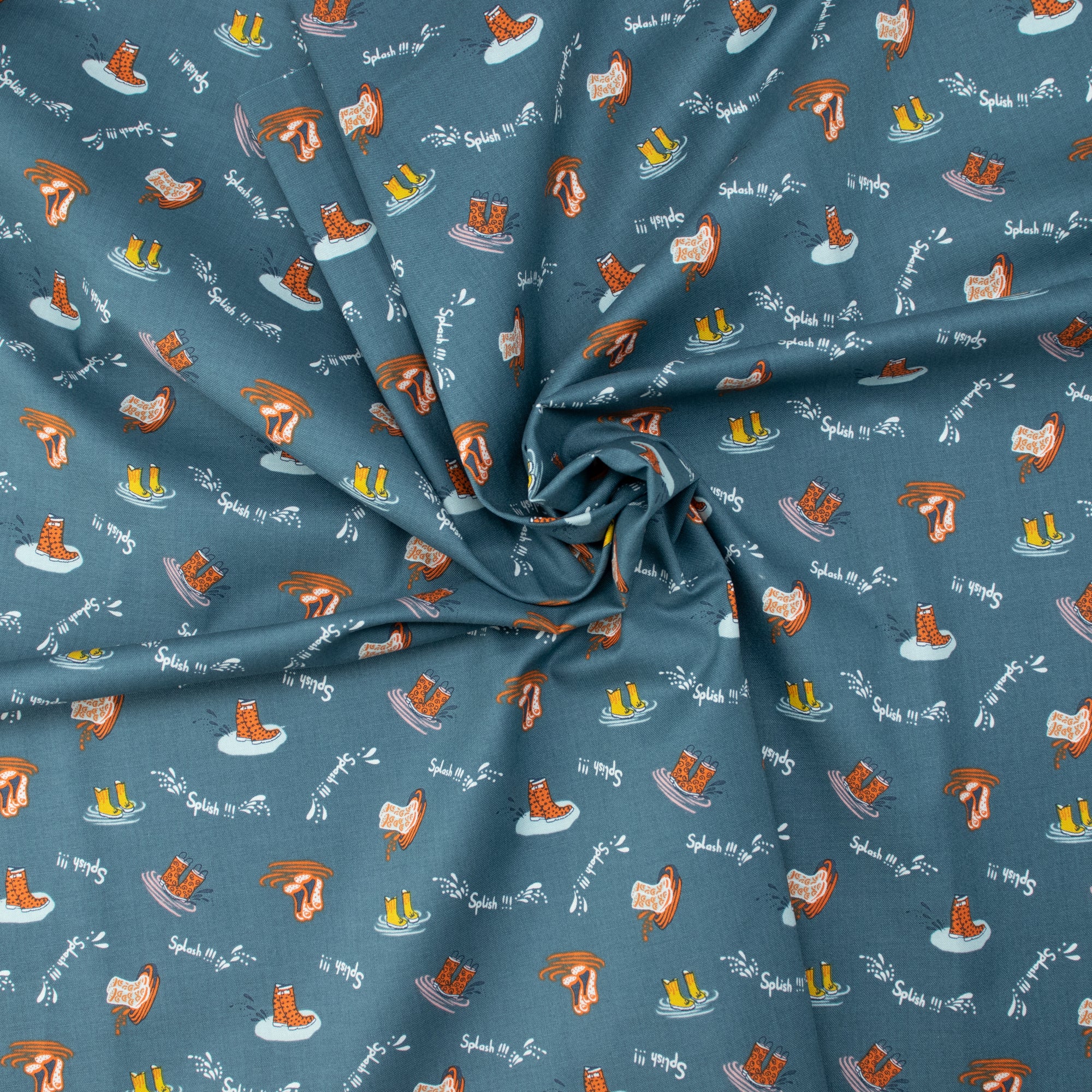 RJR Fabrics - SplishSplash - Deep Sea Blue Fabric - Bright Leaf Design