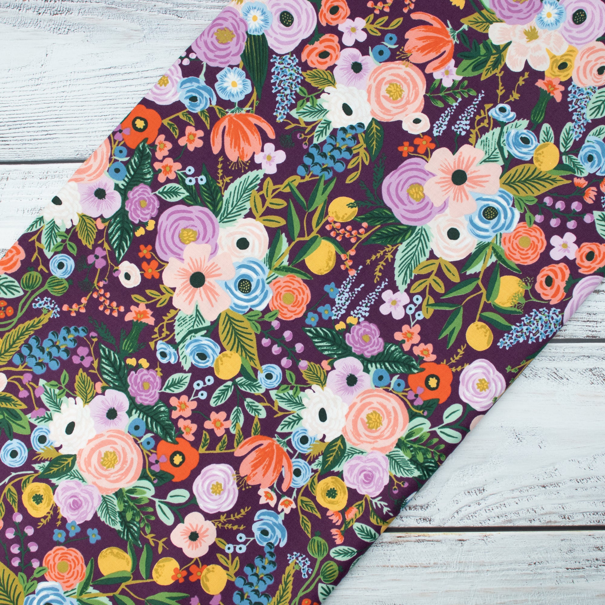 Cotton and Steel - Orchard - Garden Party - Burgundy Fabric - Rifle Paper Co.