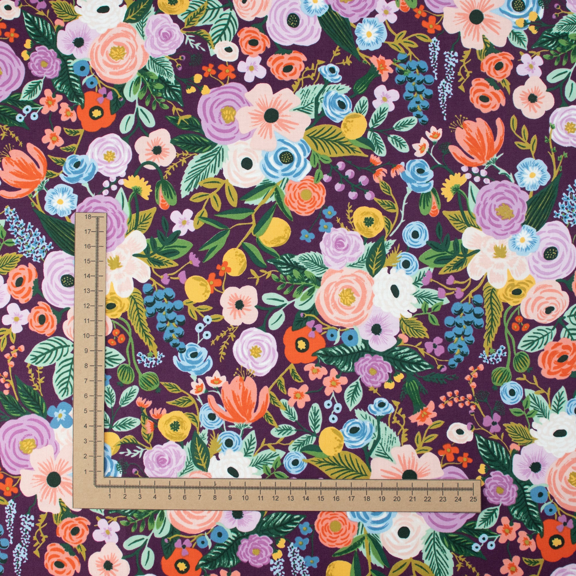 Cotton and Steel - Orchard - Garden Party - Burgundy Fabric - Rifle Paper Co.