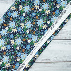 Cotton and Steel - Holiday Classics II - Poinsettia Bouquet - Navy Metallic Fabric - Rifle Paper Co.
