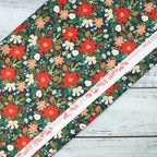 Cotton and Steel - Holiday Classics II - Poinsettia Bouquet - Evergreen Metallic Fabric - Rifle Paper Co.