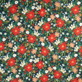 Cotton and Steel - Holiday Classics II - Poinsettia Bouquet - Evergreen Metallic Fabric - Rifle Paper Co.