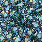 Cotton and Steel - Holiday Classics II - Poinsettia Bouquet - Navy Metallic Fabric - Rifle Paper Co.