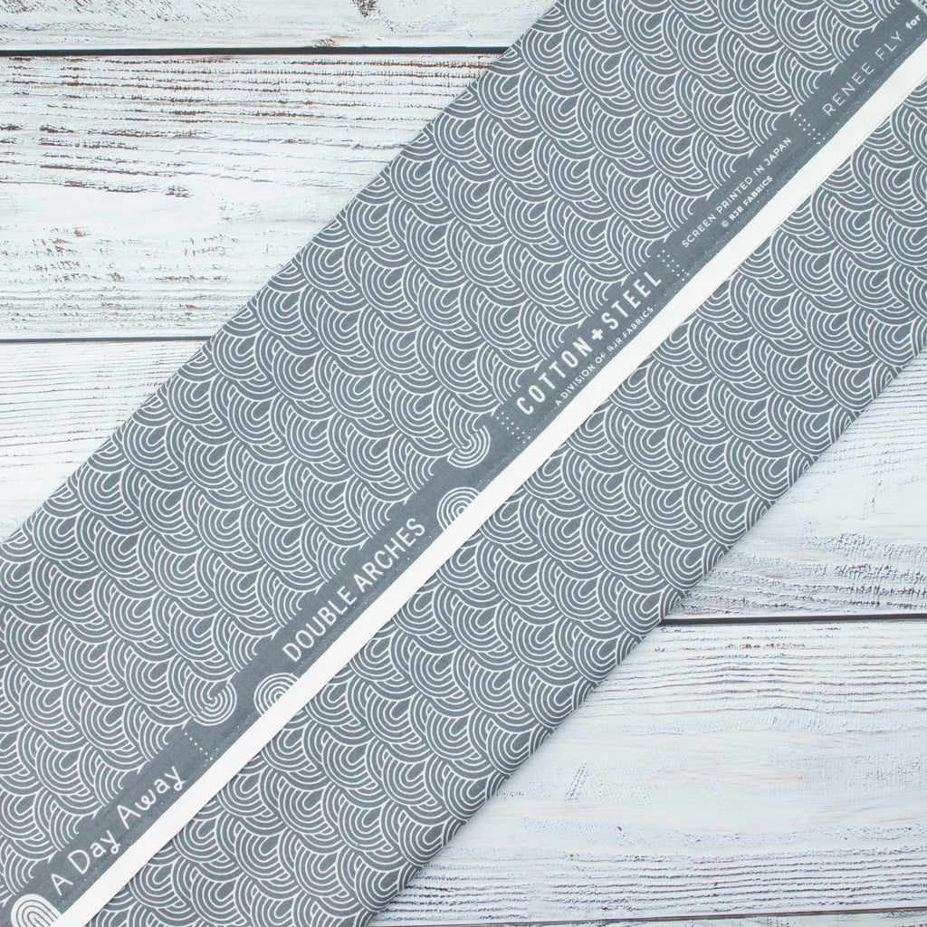 Cotton and Steel - A day Away - Double Arches - Gray Cloud Fabric - Renee Fly