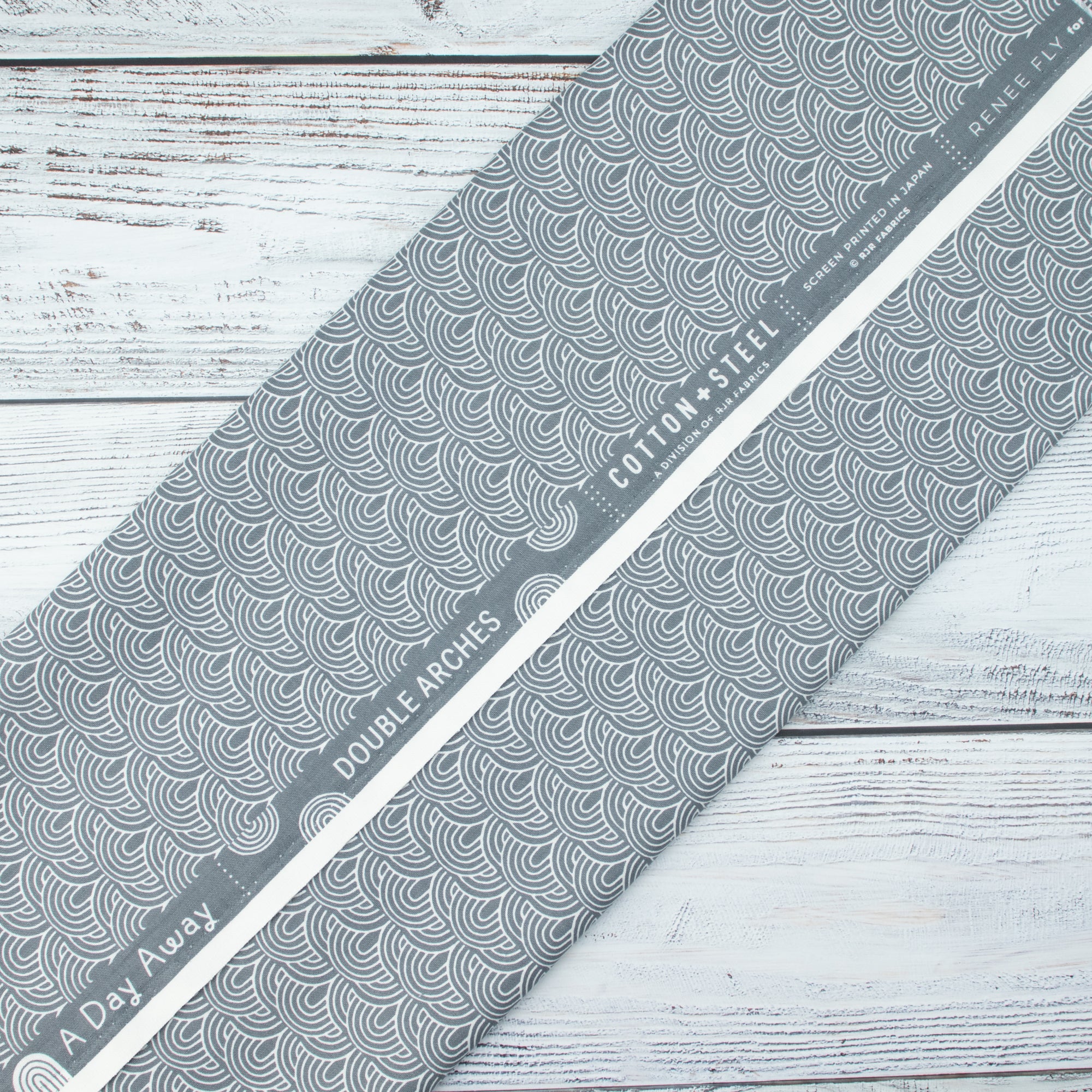 Cotton and Steel - A day Away - Double Arches - Gray Cloud Fabric - Renee Fly