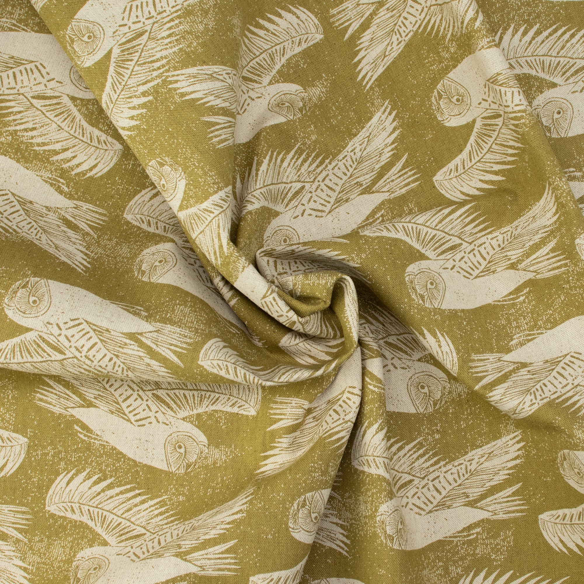 Cotton and Steel - Twin Hills - Barn Owl - Leaf Unbleached Canvas Fabric - Ash Cascade