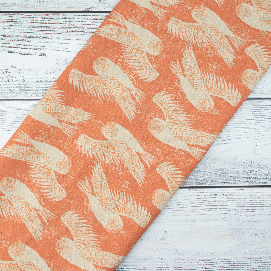 Cotton and Steel - Twin Hills - Barn Owl - Berry Unbleached Canvas Fabric - Ash Cascade