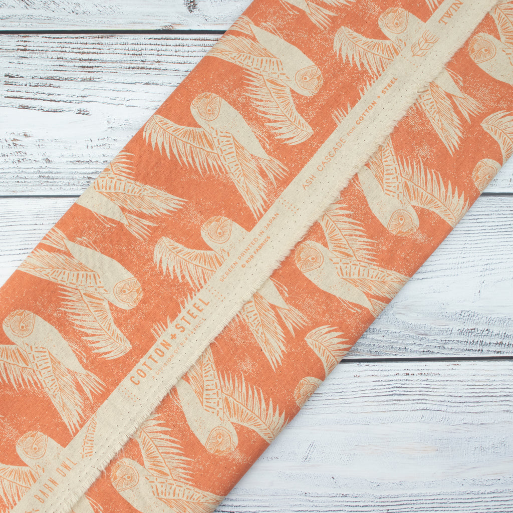 Cotton and Steel - Twin Hills - Barn Owl - Berry Unbleached Canvas Fabric - Ash Cascade