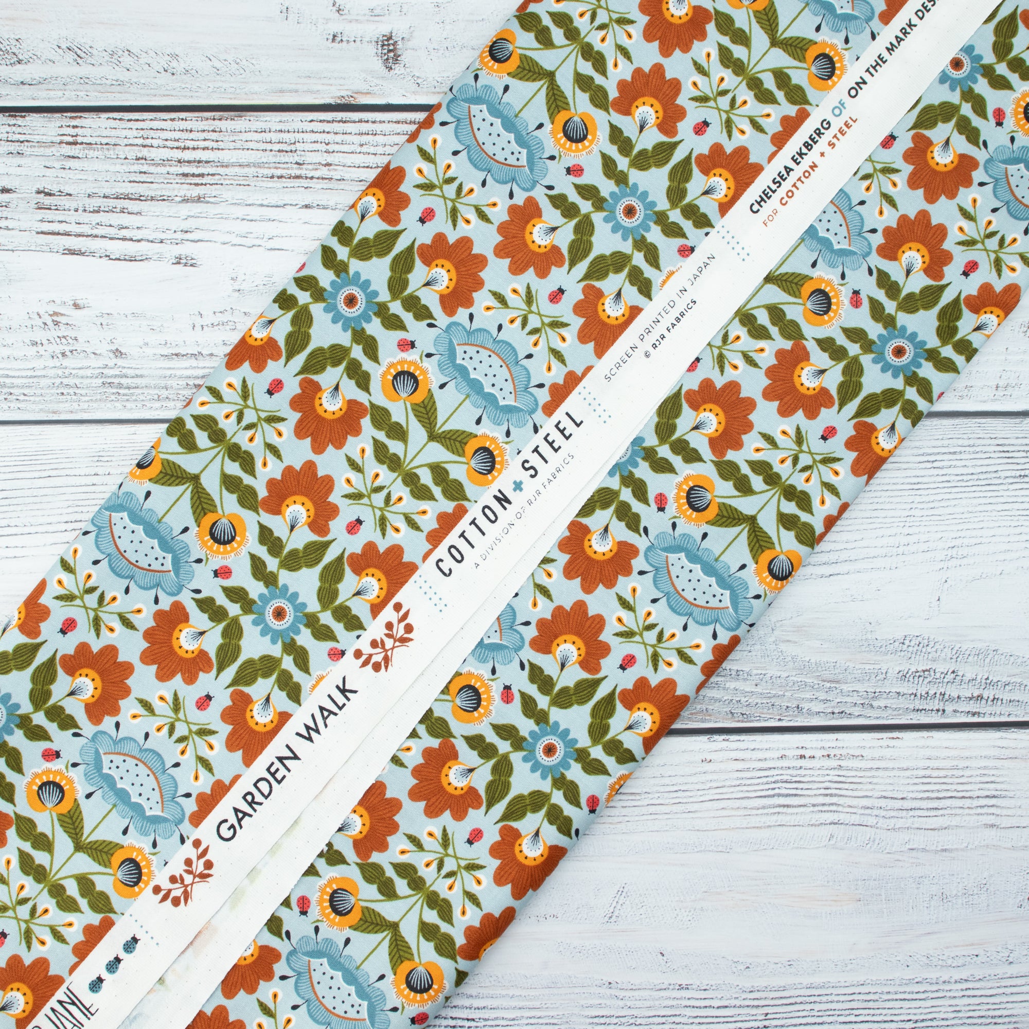 Cotton and Steel - Ladybug Lane - Garden Wald - azure - On the Mark Designs