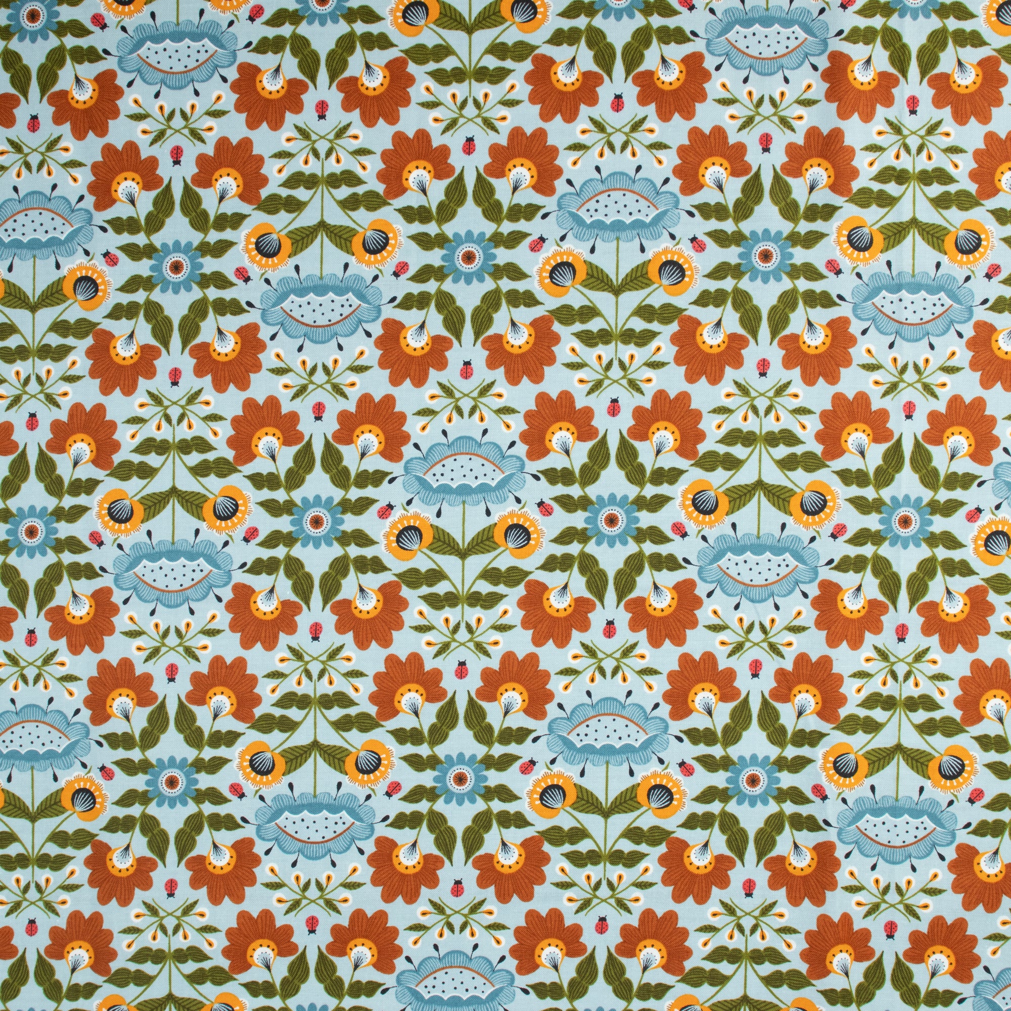 Cotton and Steel - Ladybug Lane - Garden Wald - azure - On the Mark Designs