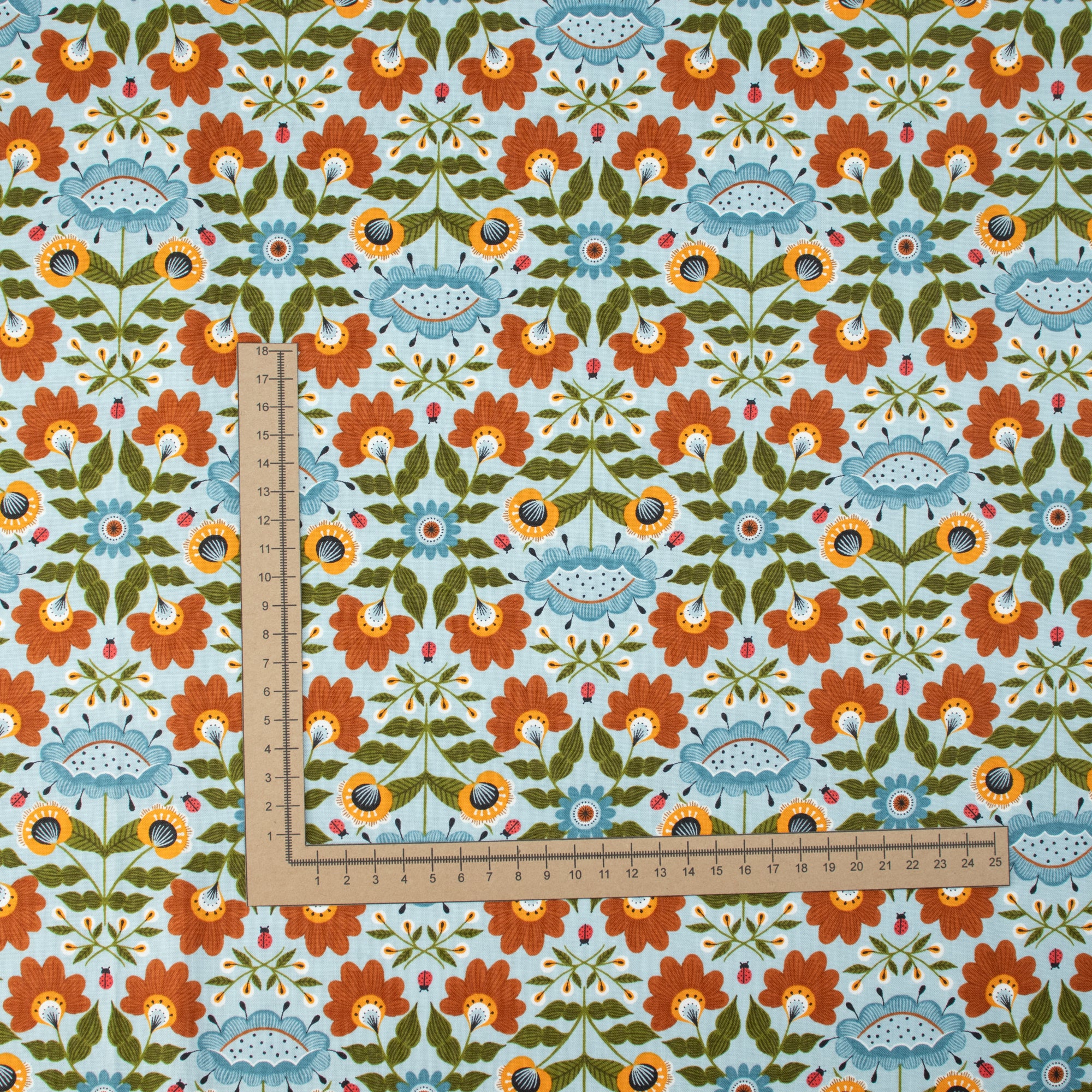 Cotton and Steel - Ladybug Lane - Garden Wald - azure - On the Mark Designs