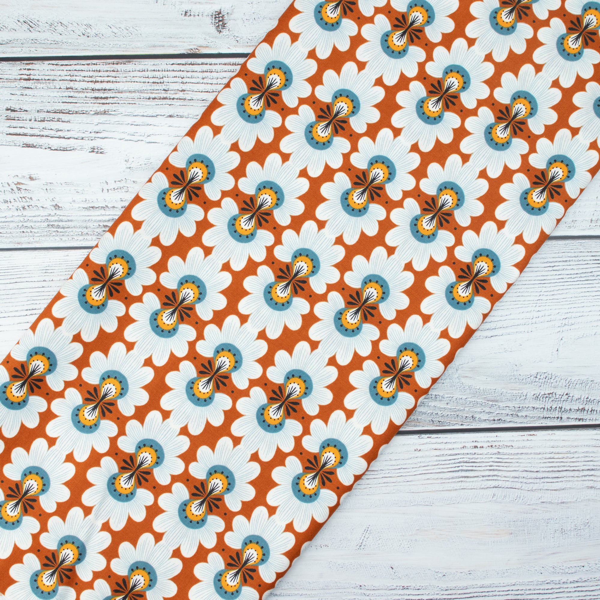 Cotton and Steel - Ladybug Lane - Flower Burst - Rust - On the Mark Designs