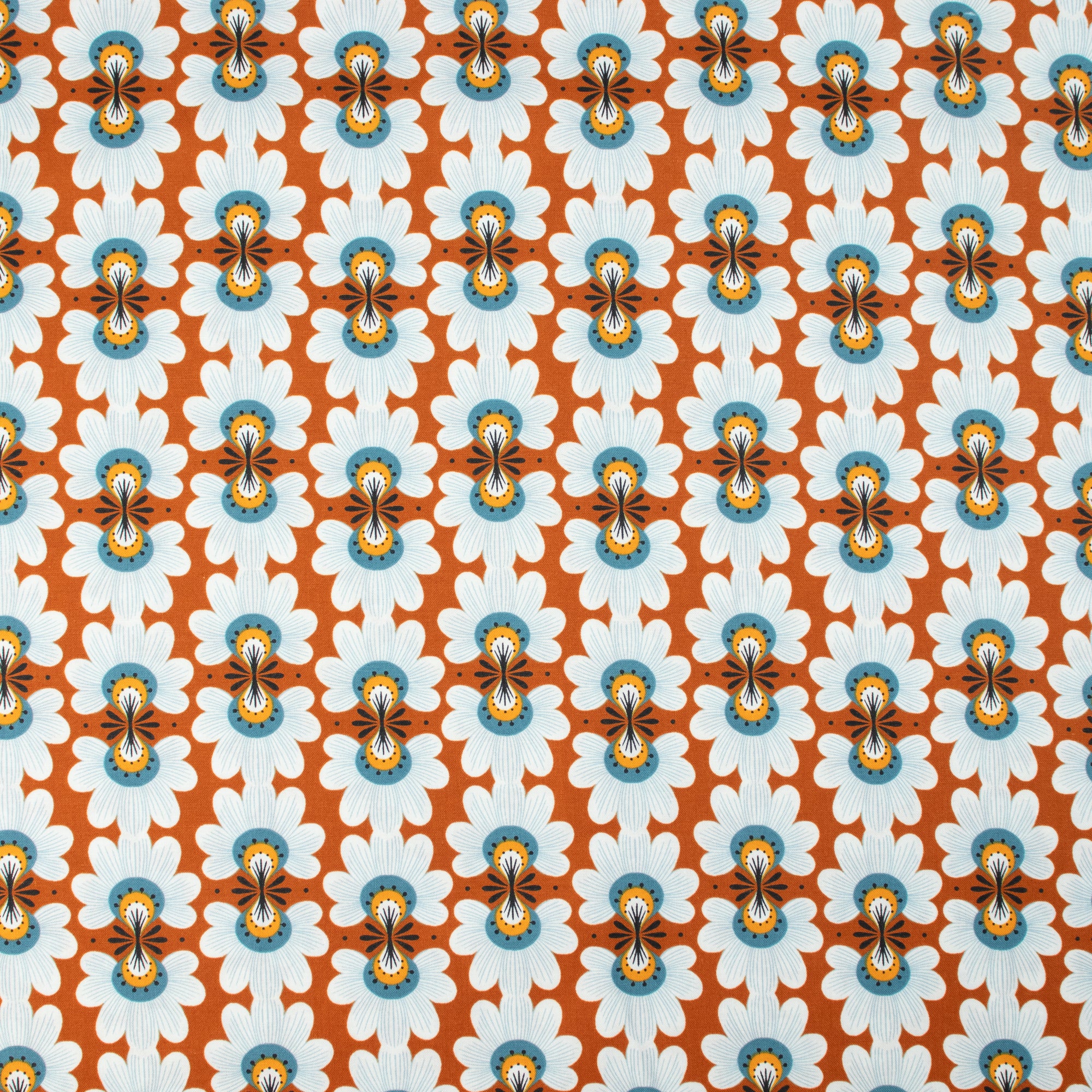 Cotton and Steel - Ladybug Lane - Flower Burst - Rust - On the Mark Designs