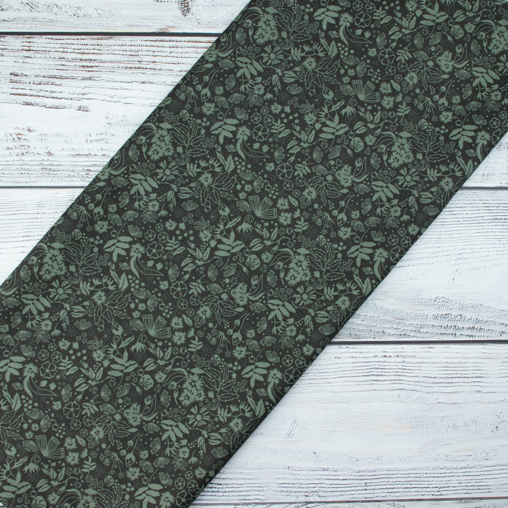 Cotton and Steel - Scout Lake - Overgrown - Evergreen Fabric - Ash Cascade