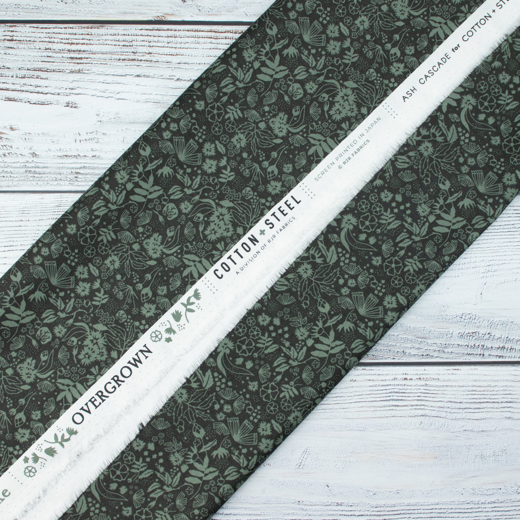 Cotton and Steel - Scout Lake - Overgrown - Evergreen Fabric - Ash Cascade