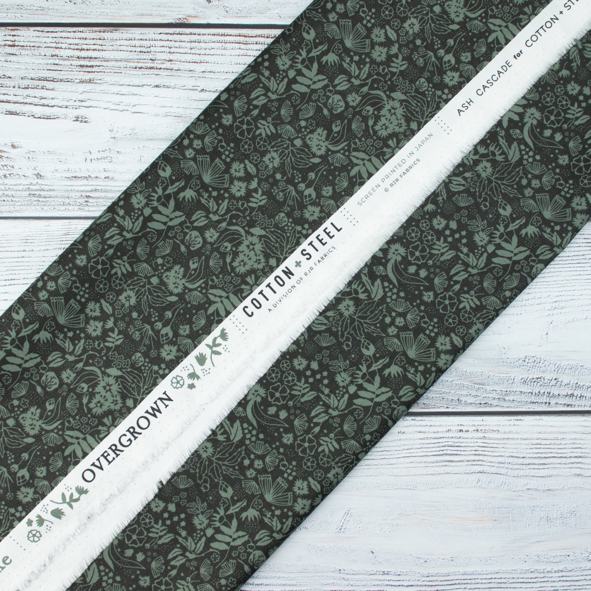 Cotton and Steel - Scout Lake - Overgrown - Evergreen Fabric - Ash Cascade