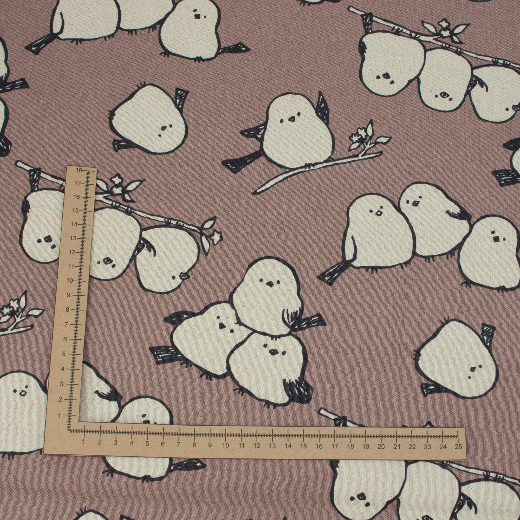 Simply Animal Birds Canvas – Mauve - Kokka