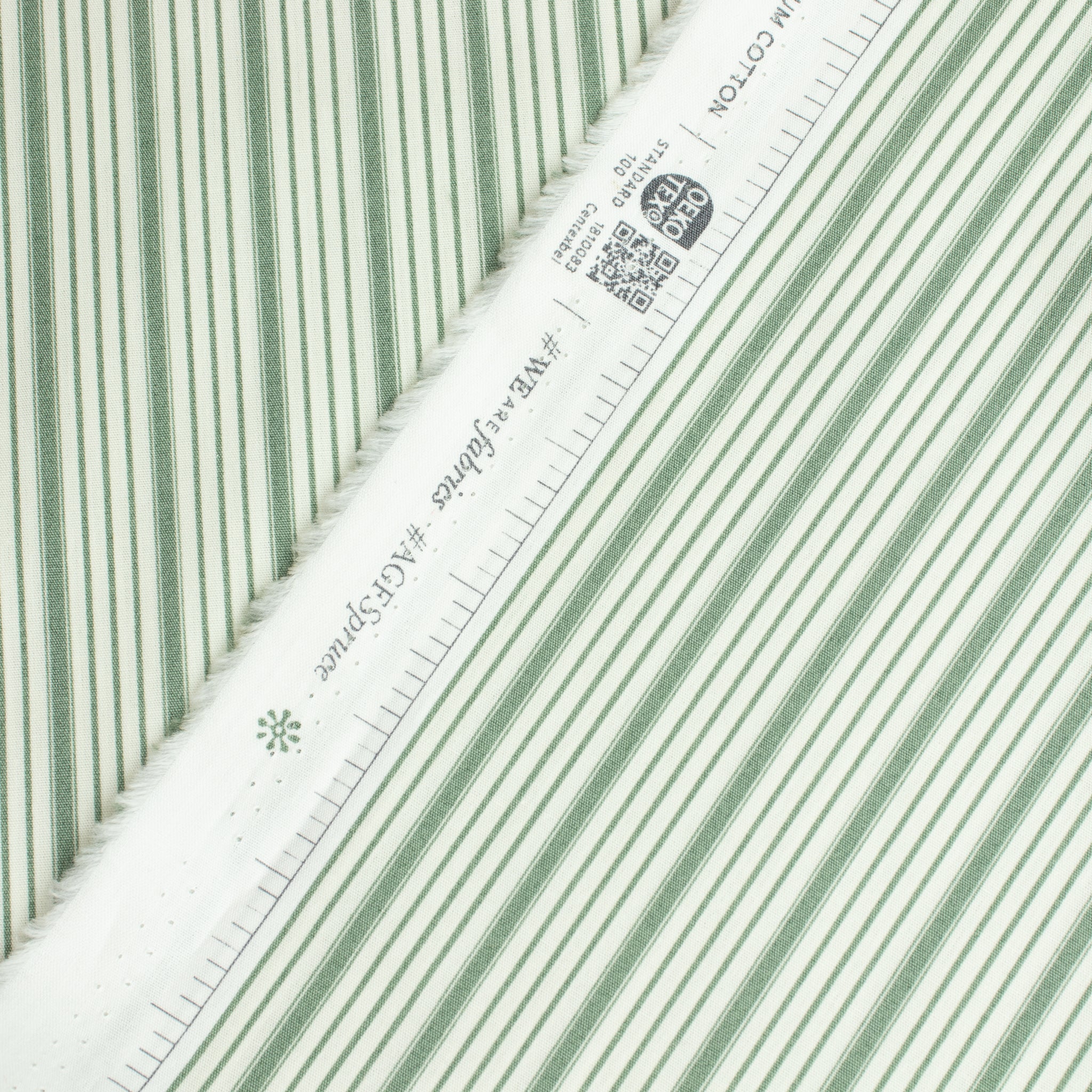 Art Gallery Fabrics Spruce – Timeless Ticking Sage | Streifenstoff in Salbeigrün