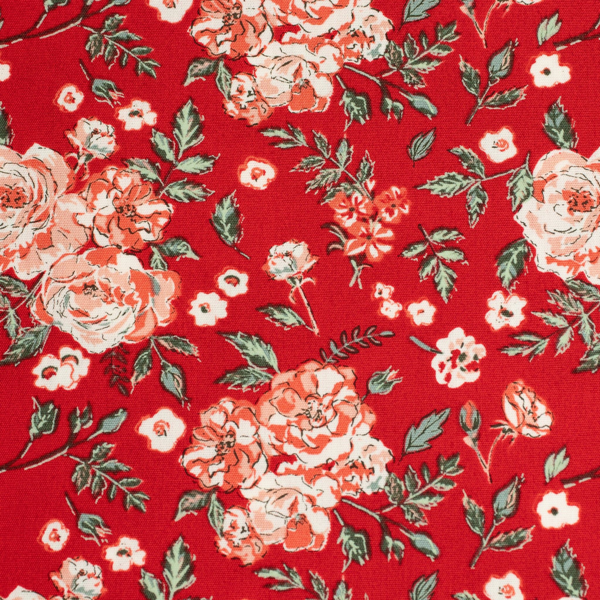 Art Gallery Fabrics Spruce – Floribunda | Floraler Baumwollstoff in warmem Rot