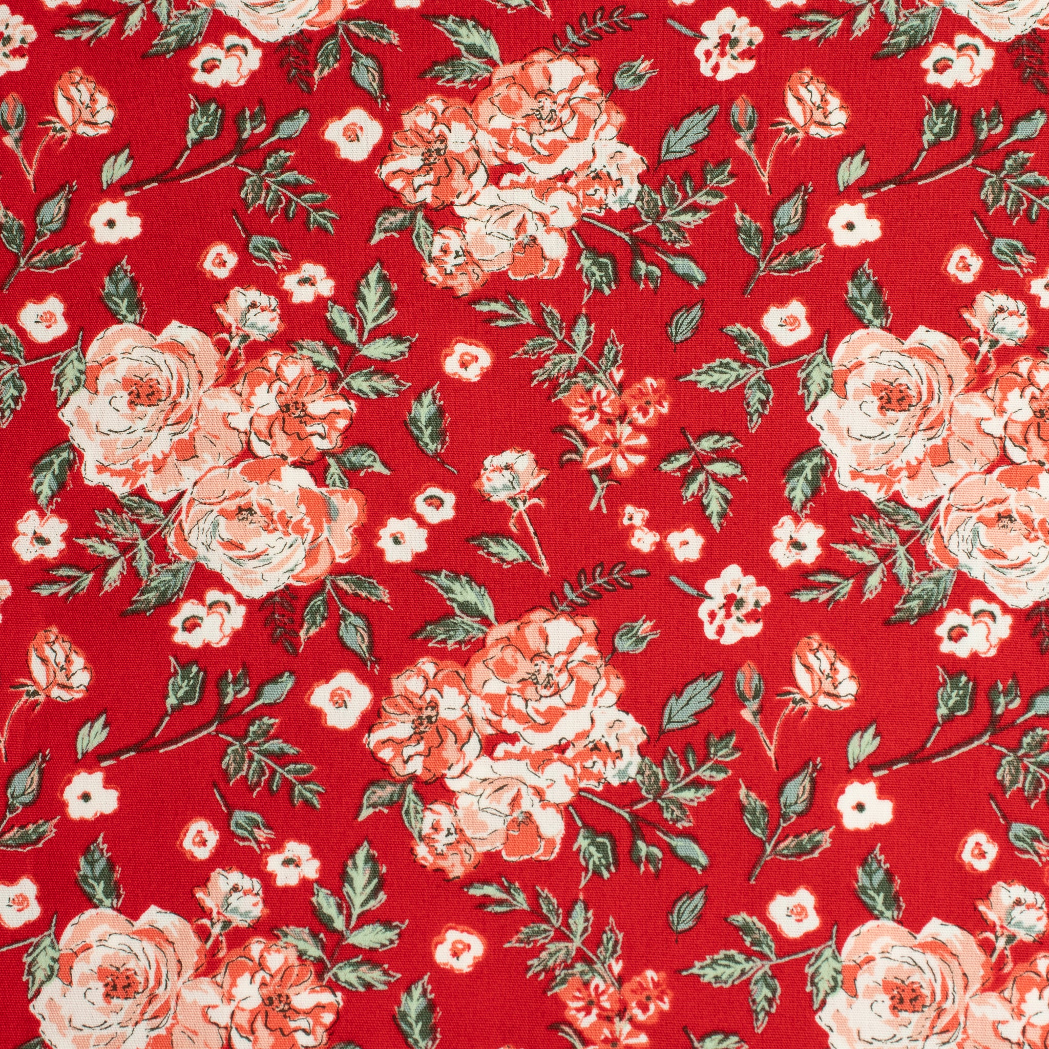 Art Gallery Fabrics Spruce – Floribunda | Floraler Baumwollstoff in warmem Rot