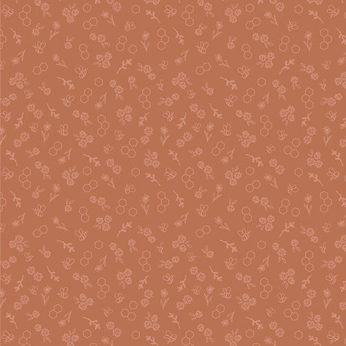 Bumble & Bloom Earthy – Baumwollstoff mit Bienen & Blüten von Sewcial Bee Collective – Art Gallery Fabrics