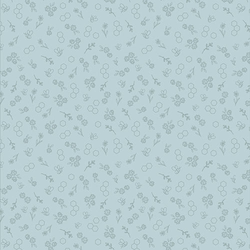 Bumble & Bloom Sky – Baumwollstoff mit Bienenmotiv von Sewcial Bee Collective – Art Gallery Fabrics