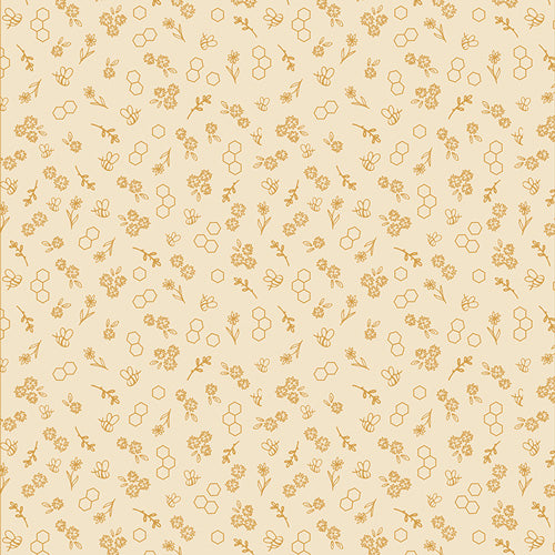 Bumble & Bloom Vanilla – Baumwollstoff mit Blüten & Bienen – Art Gallery Fabrics