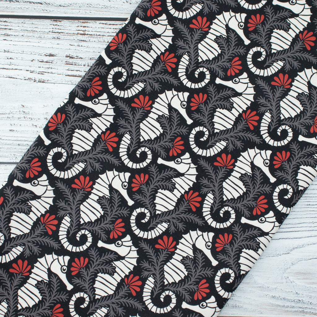 Cloud9 Fabrics - Ocean Motion Canvas - 2278-55 Seehorse Garden - by RouCouCou