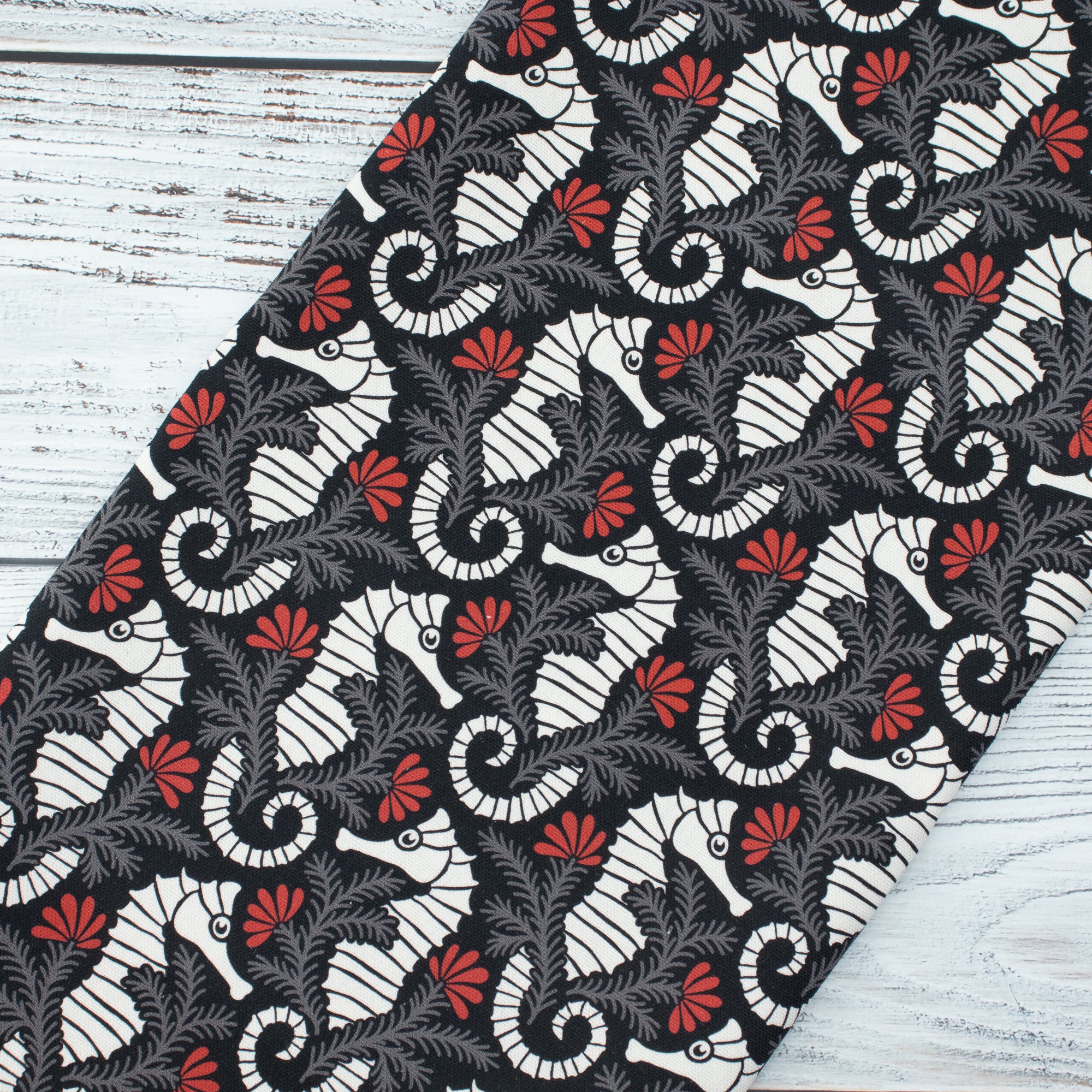 Cloud9 Fabrics - Ocean Motion Canvas - 2278-55 Seehorse Garden - by RouCouCou