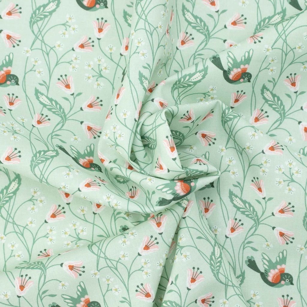 Cloud9 Fabrics - Vintage Charm - Birdie turquoise - Dots & Glory