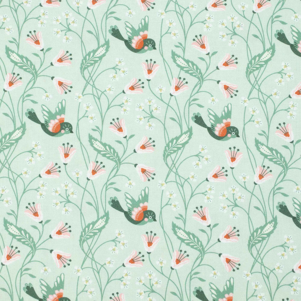 Cloud9 Fabrics - Vintage Charm - Birdie turquoise - Dots & Glory