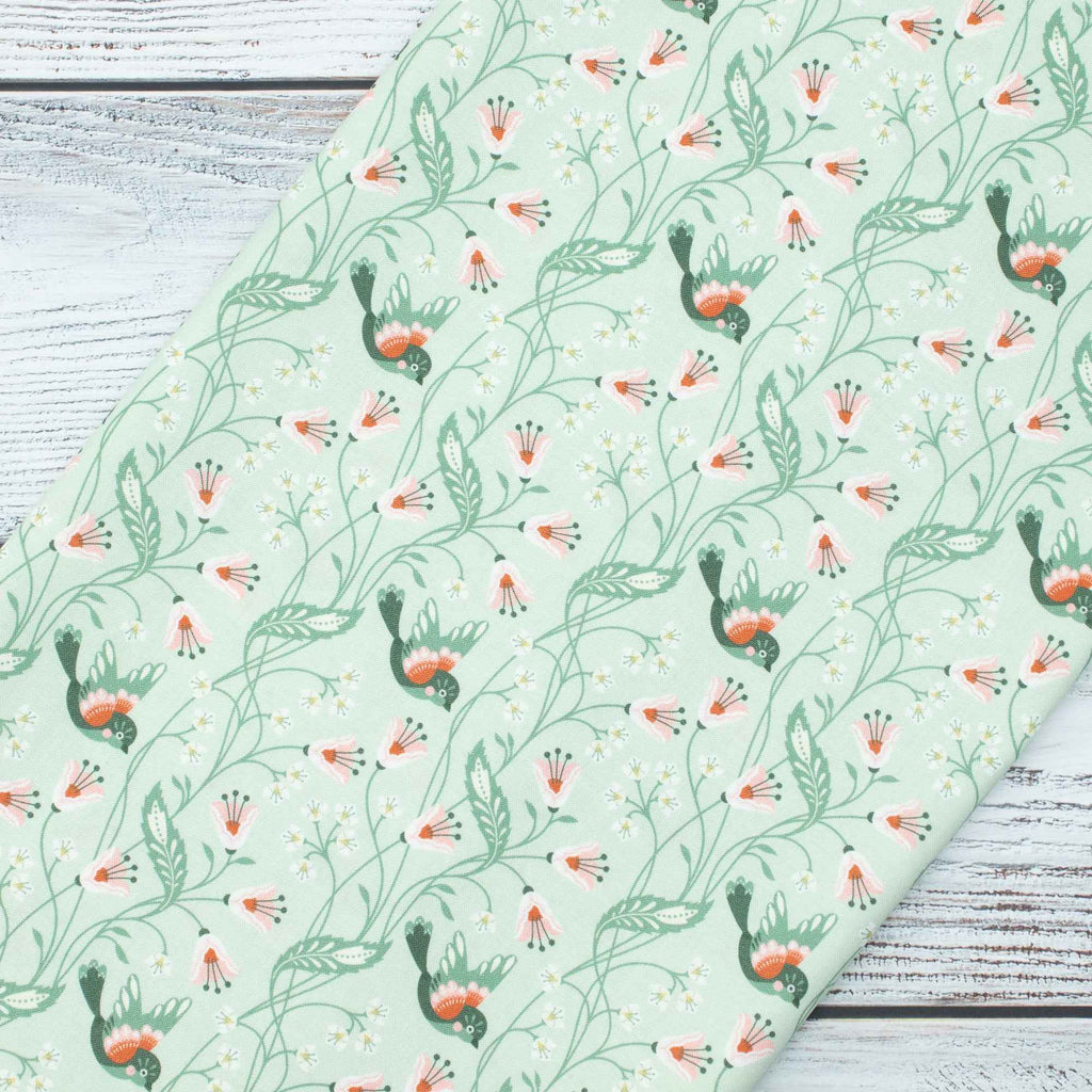 Cloud9 Fabrics - Vintage Charm - Birdie turquoise - Dots & Glory