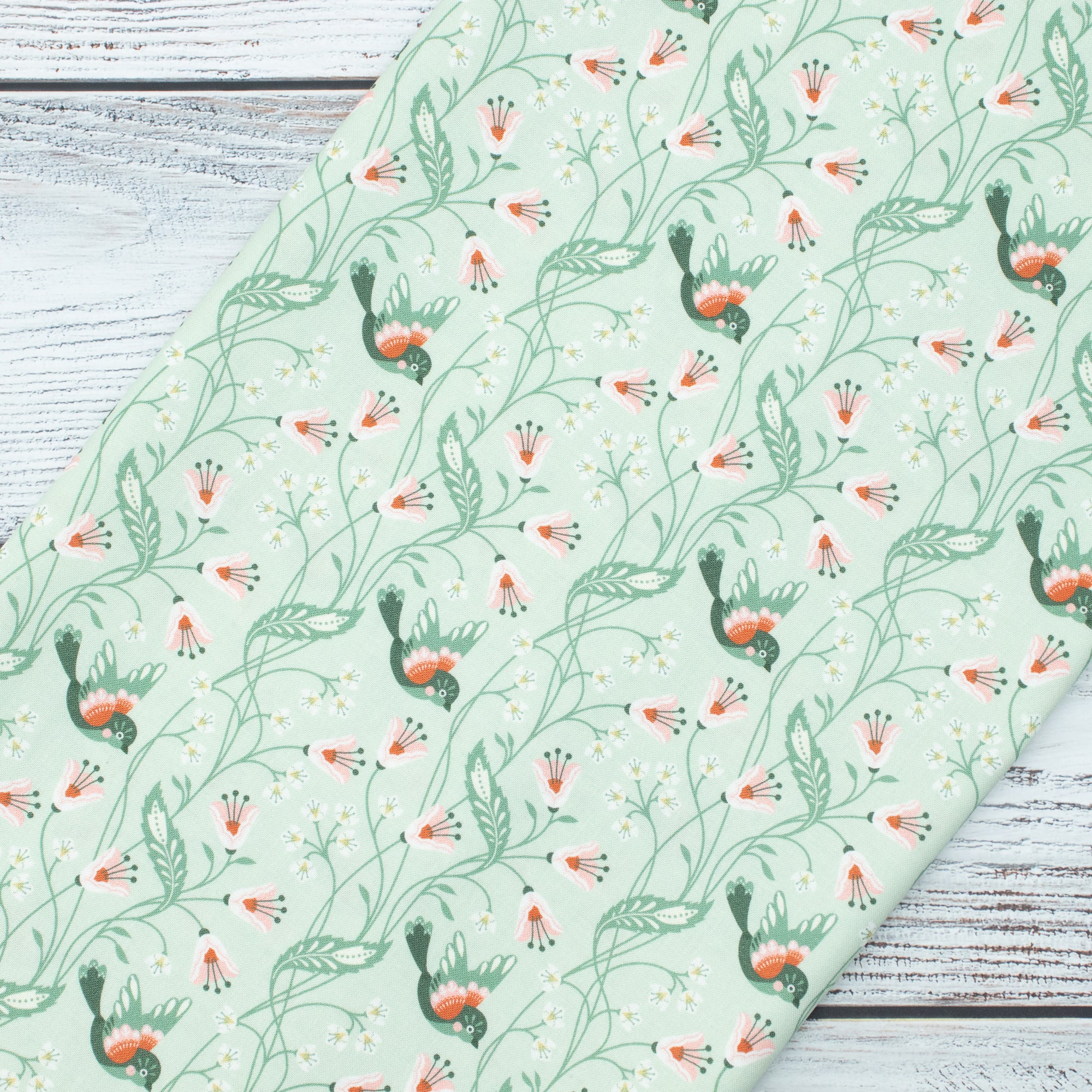 Cloud9 Fabrics - Vintage Charm - Birdie turquoise - Dots & Glory