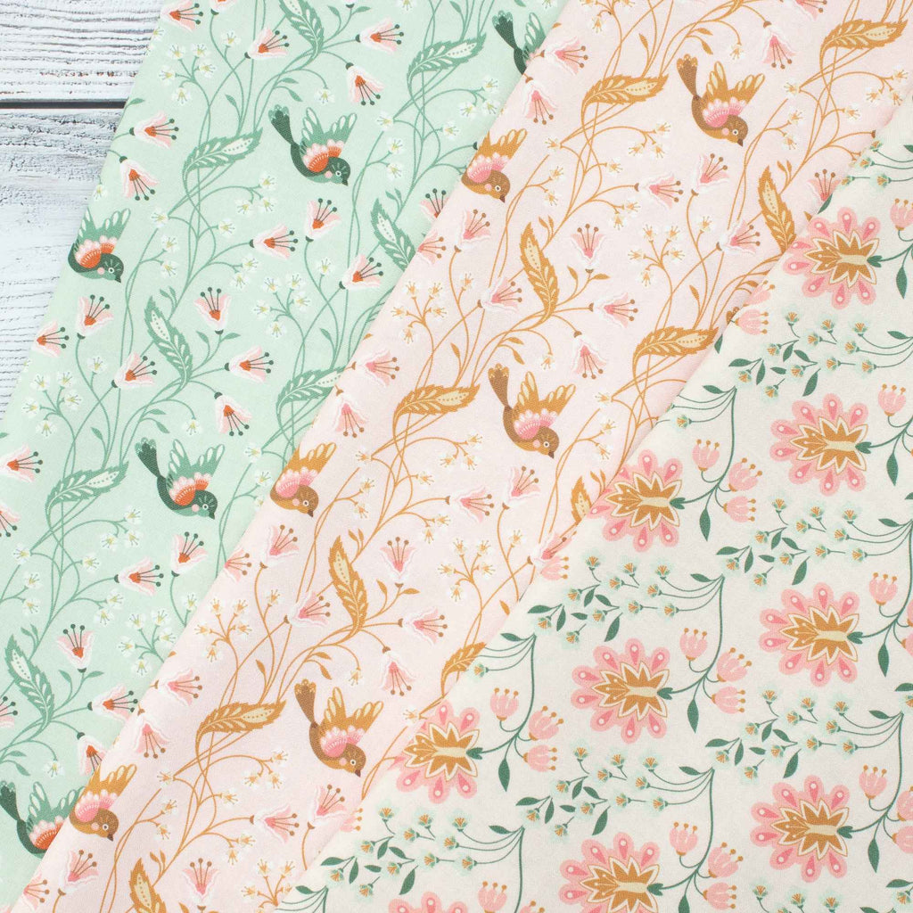 Cloud9 Fabrics - Vintage Charm - Birdie turquoise - Dots & Glory