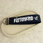 Schlüsselanhänger „KÜSTENKIND“ - weiss – handgemacht aus Baumwollband
