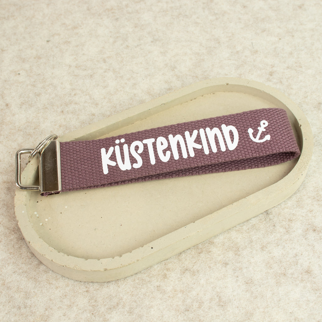 Schlüsselanhänger „KÜSTENKIND“ - weiss – handgemacht aus Baumwollband