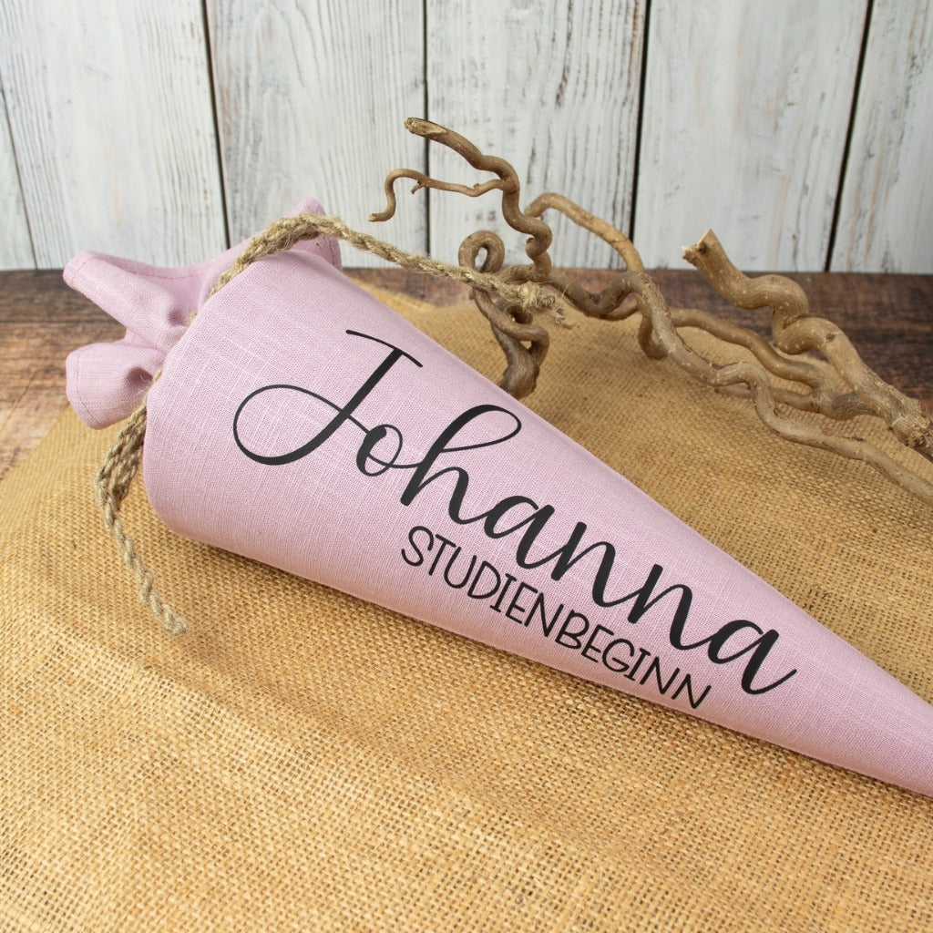Personalisierte Schultüte aus Leinen mit Jutekordel